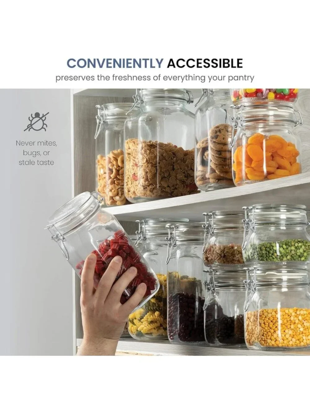 Airtight Clear Glass Jar - 1.5L BPA-Free Storage Container for Candy, Pasta